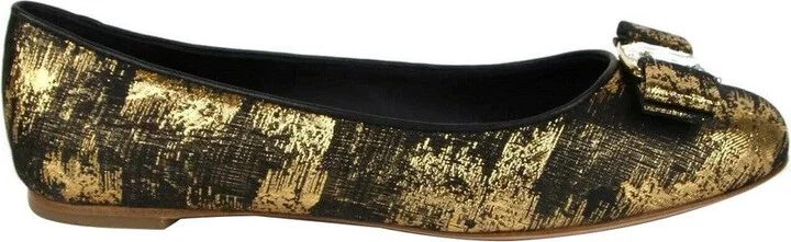 Women's Varina Black / Gold Fabric Ballet Flat - Image 6
