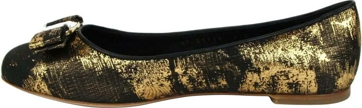 Women's Varina Black / Gold Fabric Ballet Flat - Image 7