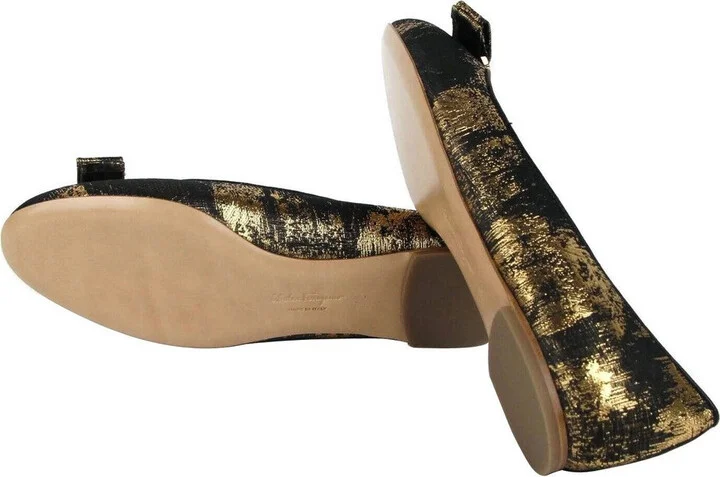 Women's Varina Black / Gold Fabric Ballet Flat - Image 8
