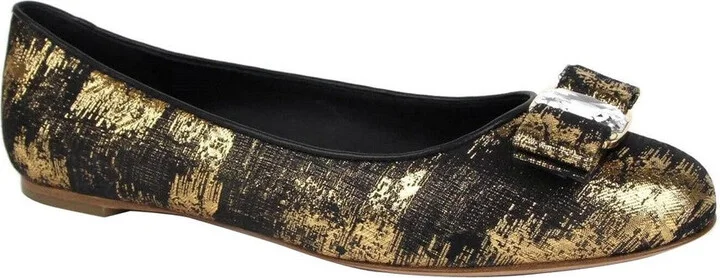 Women's Varina Black / Gold Fabric Ballet Flat