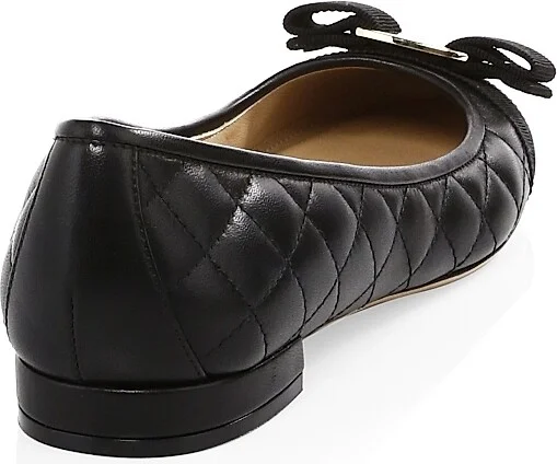 Women's Varina Quilted Leather Ballet Flats - Nero - Size 5.5 - Image 3