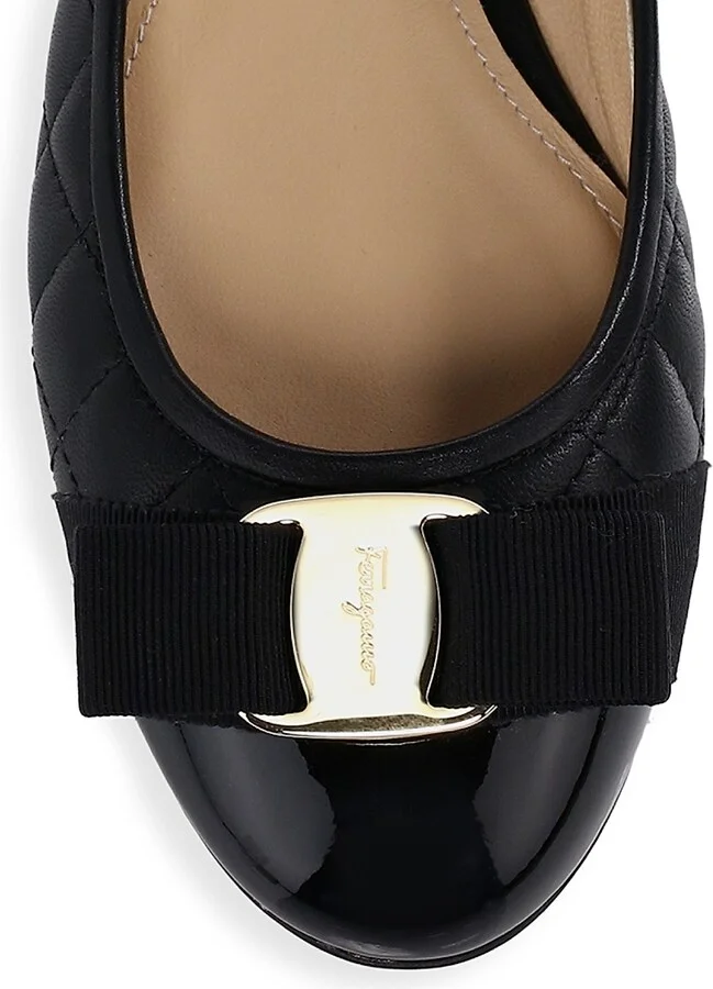 Women's Varina Quilted Leather Ballet Flats - Nero - Size 5.5 - Image 4