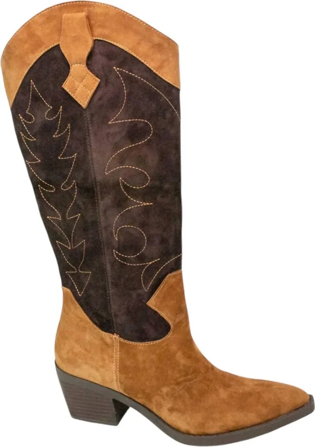 Women's Veera Western Suede Boots In Coffee/chocolate