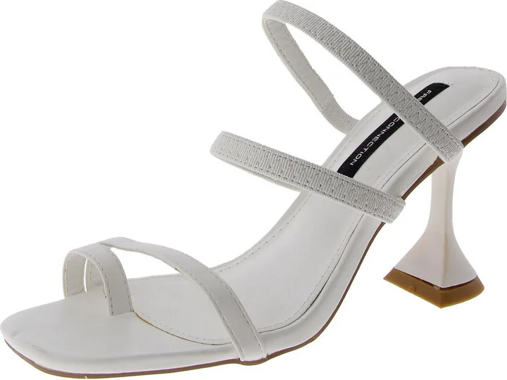 Womens Vegan Leather Toe Loop Mule Sandals