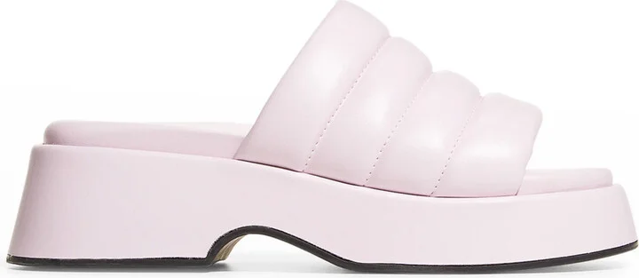 Women's Vegea Wine Leather Platform Puffy Slide Sandals Pale Lilac Shoes