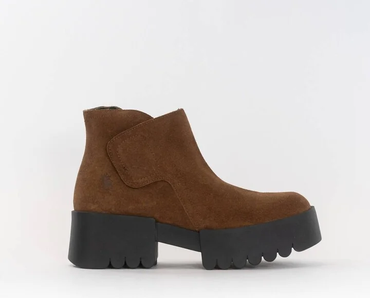 Women's Velcro Ankle Boots In Camel