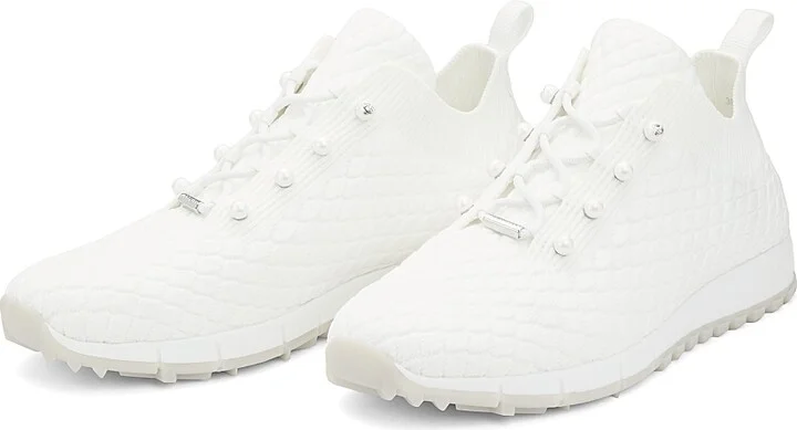 Women's Veles Imitation Pearl-Embellished Knit Sneakers - White - Size 5 - Image 2