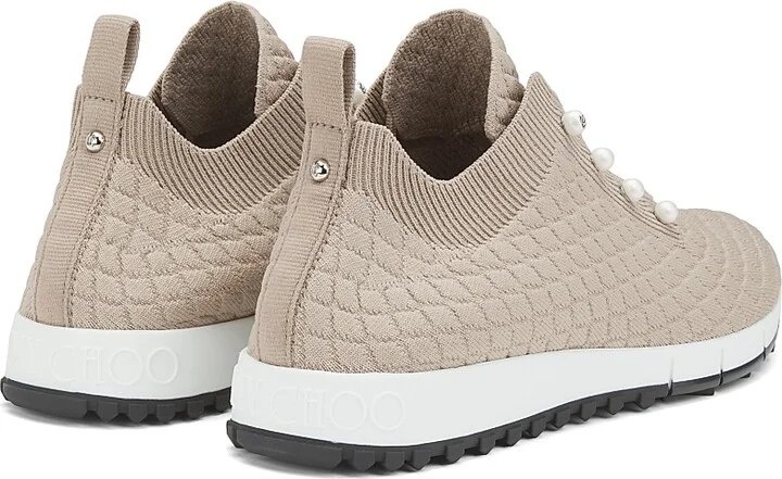 Women's Veles Imitation Pearl-Embellished Knit Sneakers - White - Size 5 - Image 8
