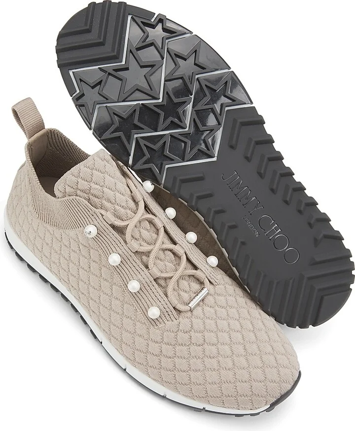 Women's Veles Imitation Pearl-Embellished Knit Sneakers - White - Size 5 - Image 11