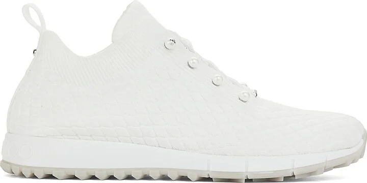 Women's Veles Imitation Pearl-Embellished Knit Sneakers - White - Size 5