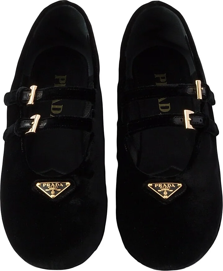 Women's Velvet Ballerinas - Black - Size 7 - Image 3