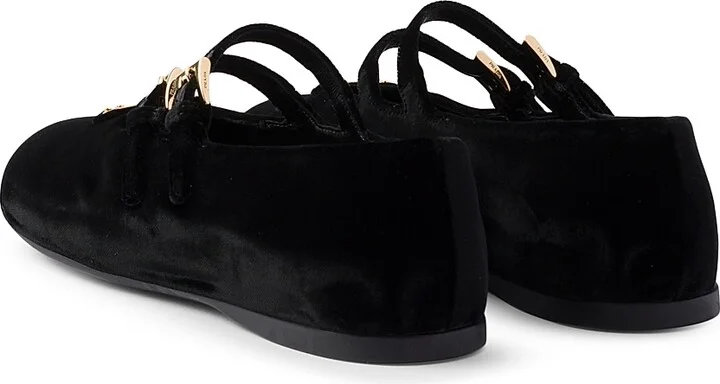 Women's Velvet Ballerinas - Black - Size 7 - Image 4