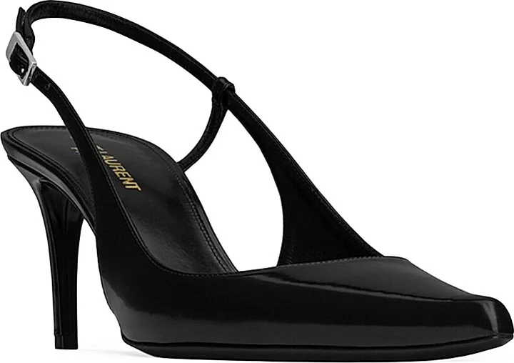 Women's Vendome Slingback Pumps In Glazed Leather - Black - Size 5 - Image 3
