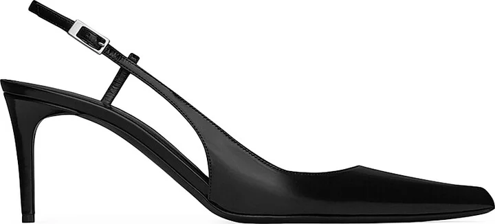 Women's Vendome Slingback Pumps In Glazed Leather - Black - Size 5