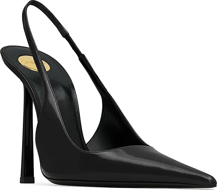 Women's Vendome Slingback Pumps in Glazed Leather - Black - Size 6 - Image 2