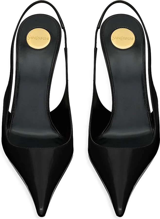 Women's Vendome Slingback Pumps in Glazed Leather - Black - Size 6 - Image 3