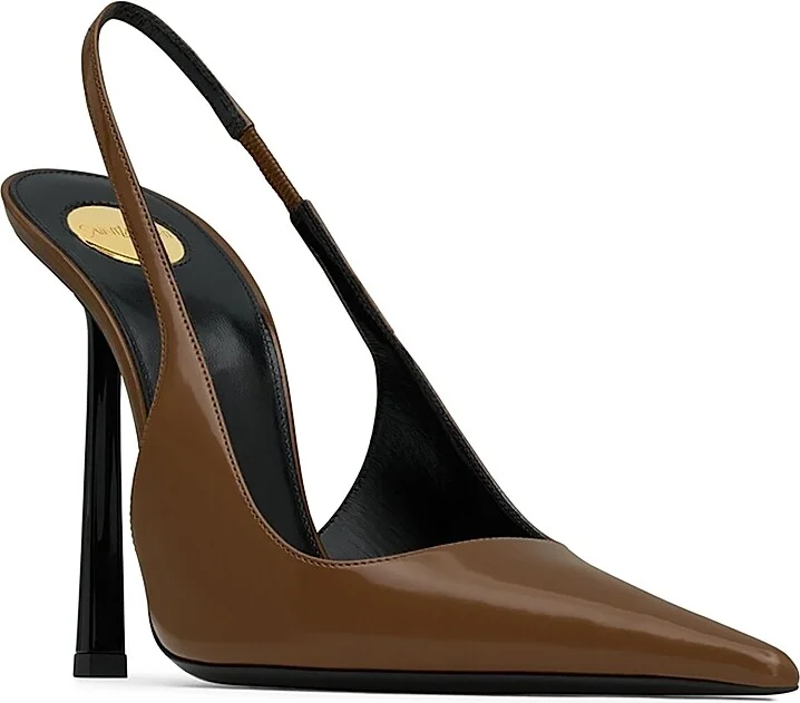 Women's Vendome Slingback Pumps in Glazed Leather - Black - Size 6 - Image 4