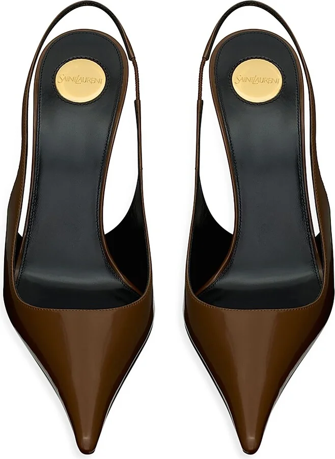 Women's Vendome Slingback Pumps in Glazed Leather - Black - Size 6 - Image 5