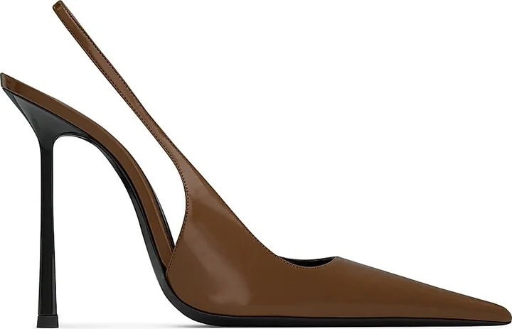 Women's Vendome Slingback Pumps in Glazed Leather - Black - Size 6 - Image 7