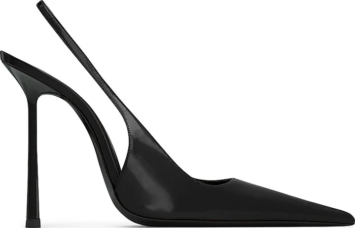 Women's Vendome Slingback Pumps in Glazed Leather - Black - Size 6