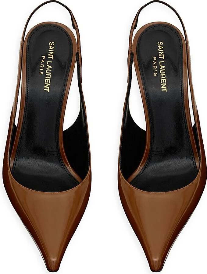 Women's Vendome Slingback Pumps in Glazed Leather - Brown - Size 5 - Image 2