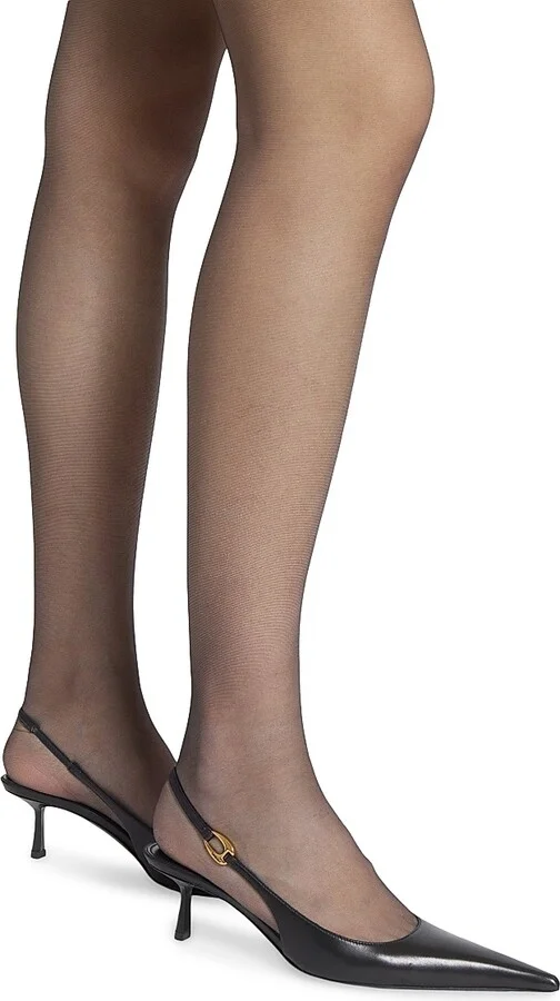 Women's Vendome Slingback Pumps in Smooth Leather - Black - Size 6 - Image 4