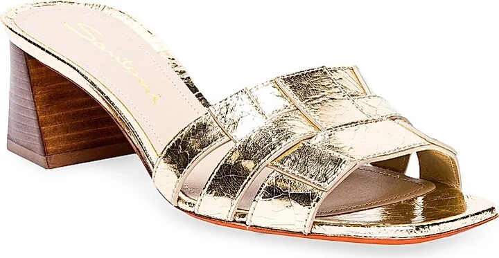 Women's Venere 50MM Metallic Leather Sandals - Gold - Size 6.5 - Image 2