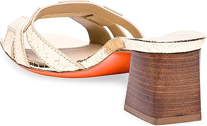 Women's Venere 50MM Metallic Leather Sandals - Gold - Size 6.5 - Image 3
