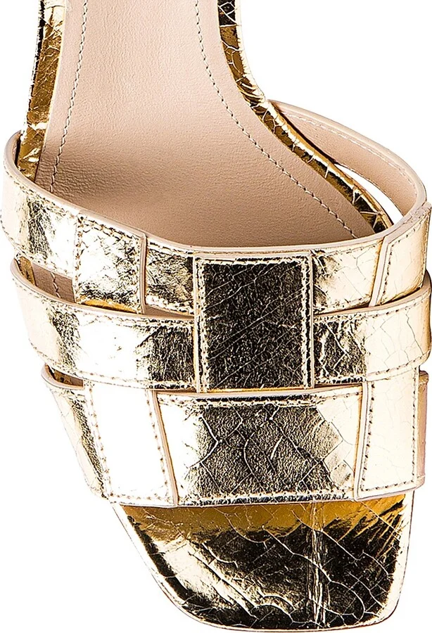 Women's Venere 50MM Metallic Leather Sandals - Gold - Size 6.5 - Image 4