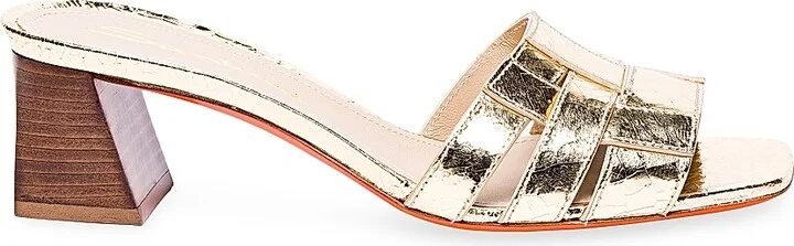 Women's Venere 50MM Metallic Leather Sandals - Gold - Size 6.5