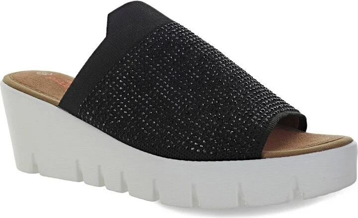 Women's Venti Crystals Wedge Sandal In Black