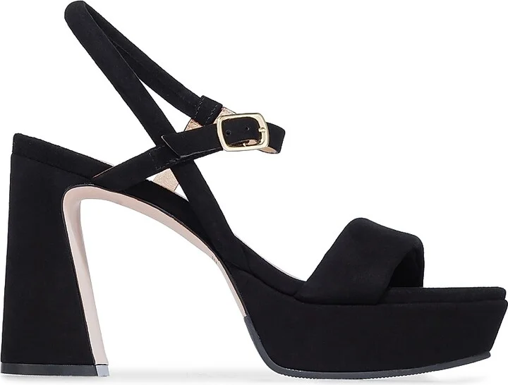 Women's Ventura 95MM Suede Platform Sandals - Black - Size 6