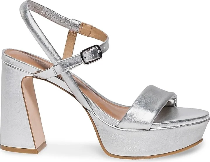 Women's Ventura Leather Platform Sandals - Silver - Size 6