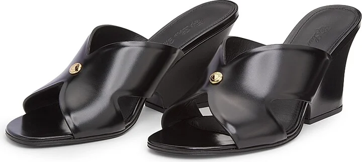 Women's Vera 80MM Heeled Leather Mules - Black - Size 6 - Image 2