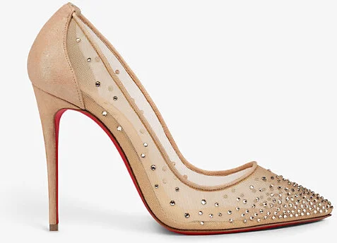 Womens Version Light Silk Follies Strass 100 Suede/Calf Mesh Pumps Eur 37.5 / 4.5 Uk Women