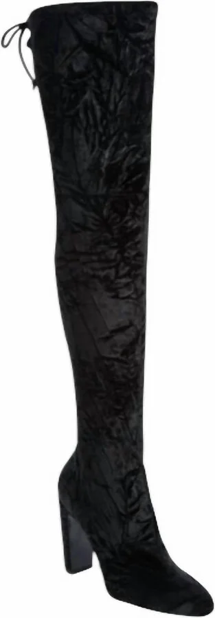 Women's Vidaland Stretch Crushed Velvet Boots In Black