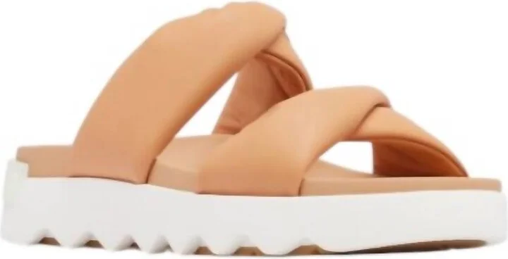 Women's Viibe Twist Slide Flat Sandal In Honest Beige & Sea Salt
