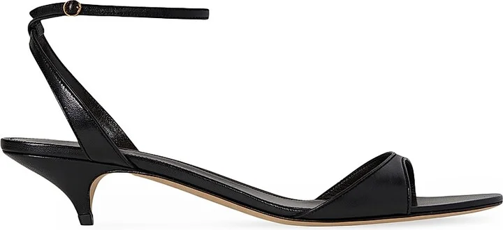 Women's Vika 35MM Leather Ankle Loop Sandals - Black - Size 6.5