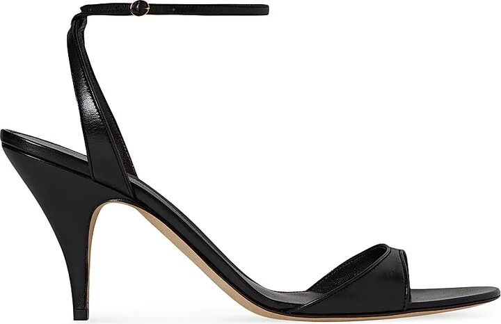 Women's Vika 80MM Leather Ankle-Strap Sandals - Black - Size 5.5