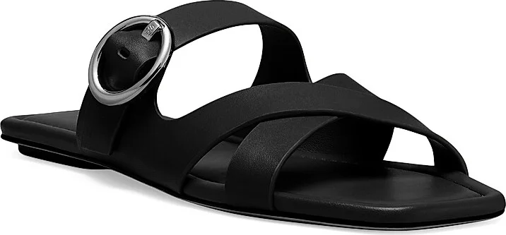 Women's Villa Leather Slip-On Sandals - Black - Size 10 - Image 2