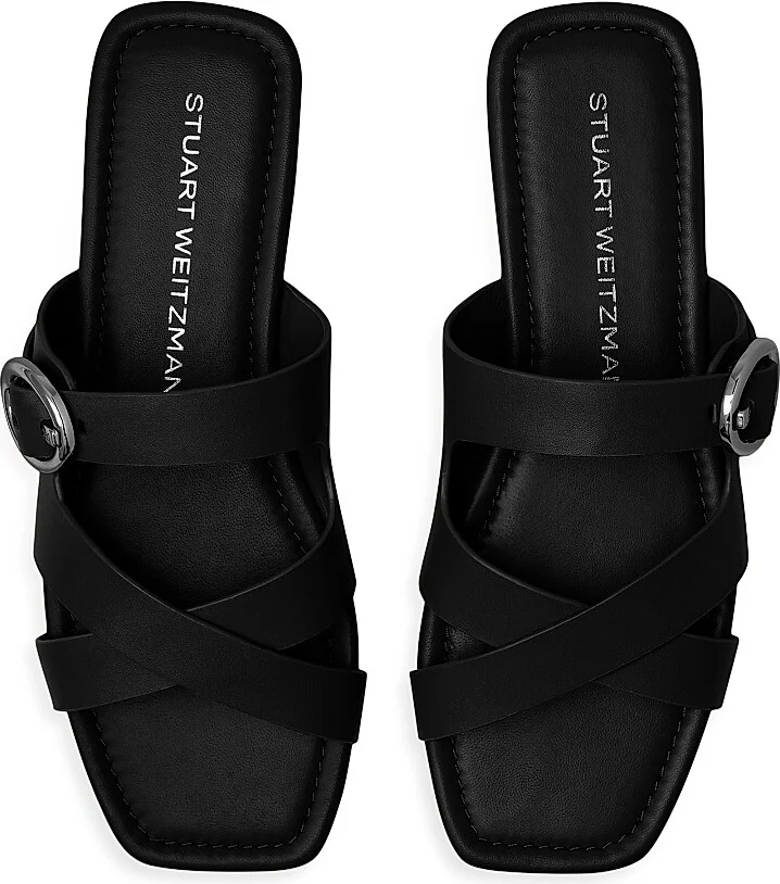 Women's Villa Leather Slip-On Sandals - Black - Size 10 - Image 4