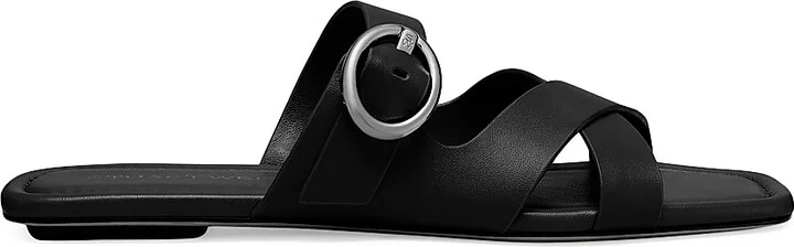 Women's Villa Leather Slip-On Sandals - Black - Size 10