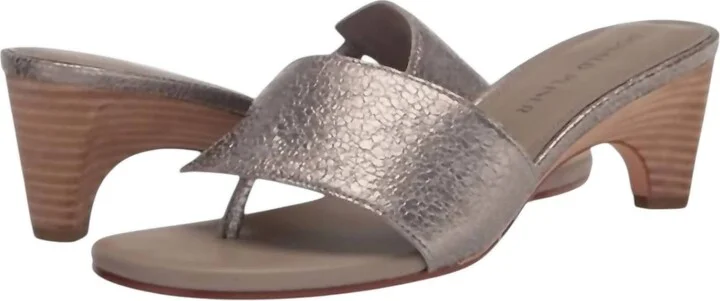 Women's Vimm Heeled Sandal In Light Taupe Peebled Metallic