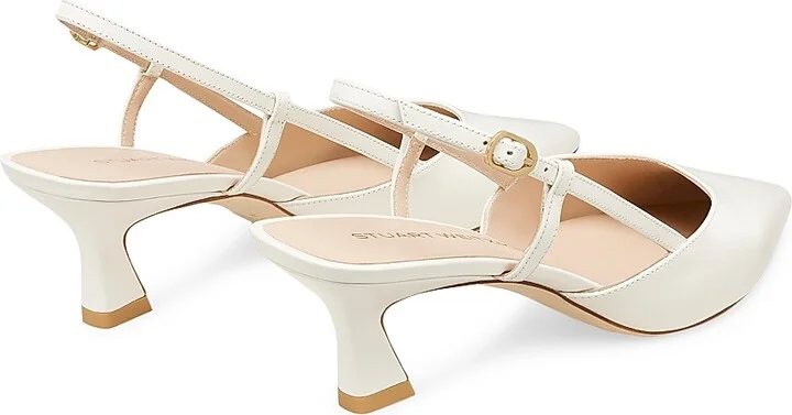 Women's Vinnie 50MM Leather Slingback Pumps - Cream - Size 10 - Image 3