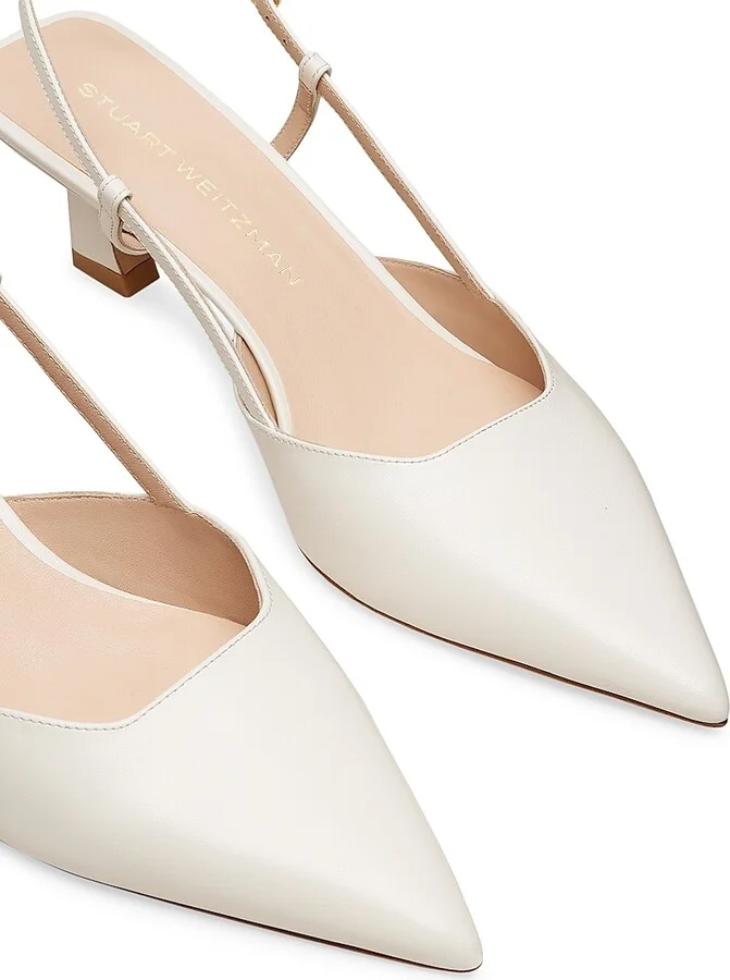 Women's Vinnie 50MM Leather Slingback Pumps - Cream - Size 10 - Image 4