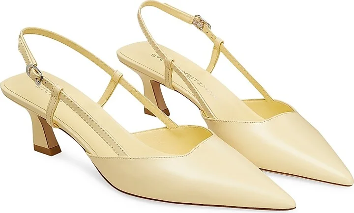 Women's Vinnie 50MM Leather Slingback Pumps - Cream - Size 10 - Image 9