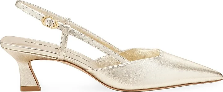 Women's Vinnie 50MM Metallic Leather Slingback Pumps - Light Gold - Size 10