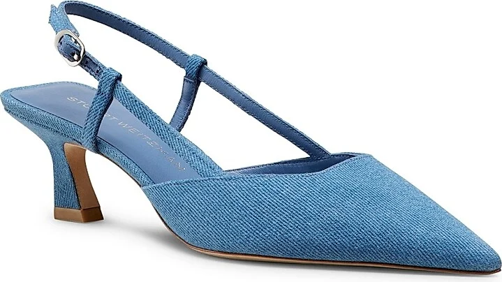 Women's Vinnie 50MM Vintage Denim Slingback Pumps - Washed - Size 5.5 - Image 2