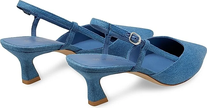 Women's Vinnie 50MM Vintage Denim Slingback Pumps - Washed - Size 5.5 - Image 3