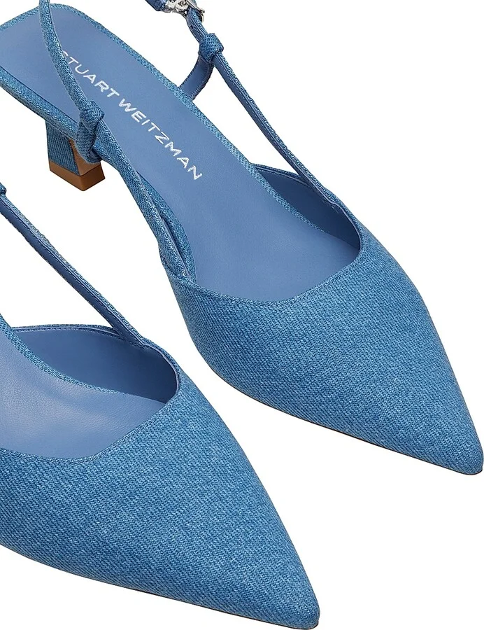 Women's Vinnie 50MM Vintage Denim Slingback Pumps - Washed - Size 5.5 - Image 4